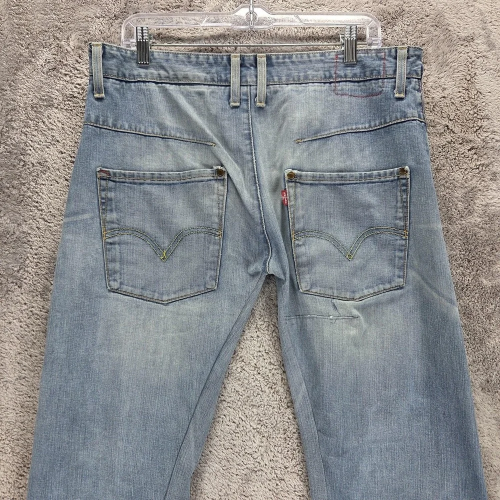 Vintage Levis Engineered Jeans Mens 34x34 Blue Light Wash Twisted Button Fly